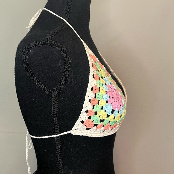 Crochet top bikini Cotton yarn Handmade By Seller festival, rave, pool summer - Picture 9 of 10